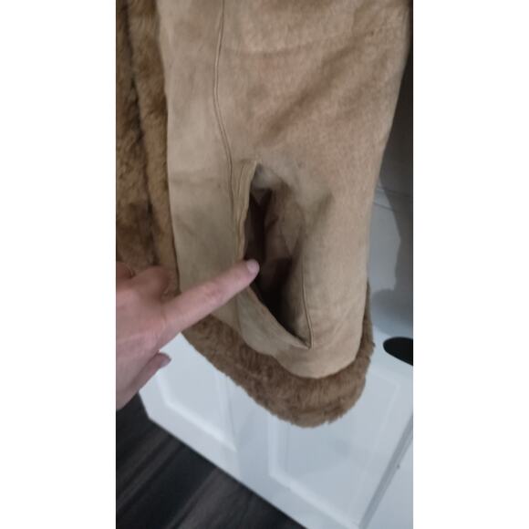 Y2K Vintage Penny Lane Suede Coat Sz M Genuine Leather, Faux Fur Xhilaration - Picture 5 of 11